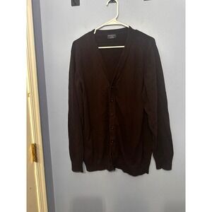 Matchstick Mens 2XL Dark Brown 100% Cotton V-Neck Button Front Cardigan Sweater